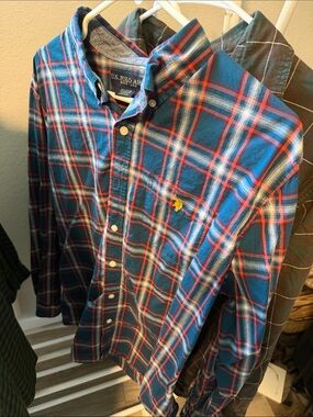 U.S. Polo Assn. Blue and Red Plaid Button-Down Shirt